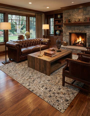 5' 1 x 8' 1 Cowhide Leather Rug