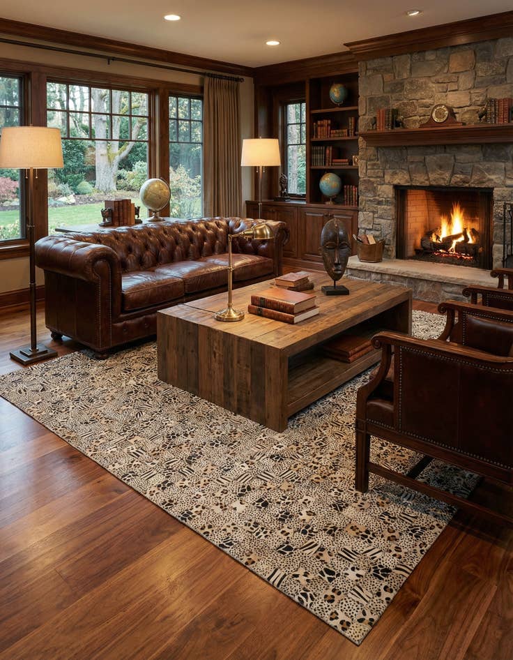 Detail image of 5' 1 x 8' 1 Cowhide Leather Rug