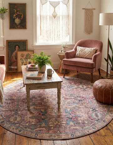 7' 10 x 7' 10 Washable Nostalgia Round Rug