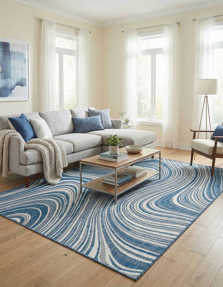 Detail image of 7' x 10' Easy-Clean Modern Indoor / Outdoor Rug