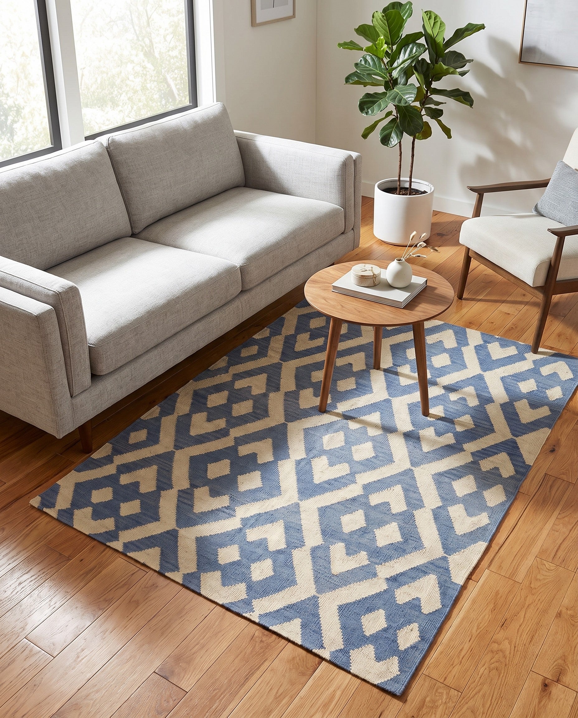 4' 1 x 5' 6 Hand Woven Kilim Modern Wool Rug