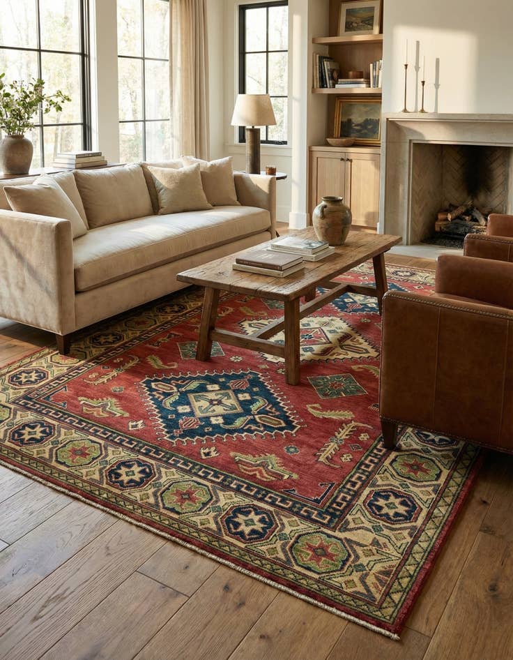 Detail image of 6' 9 x 9' 8  Hand Knotted Kazak Rug