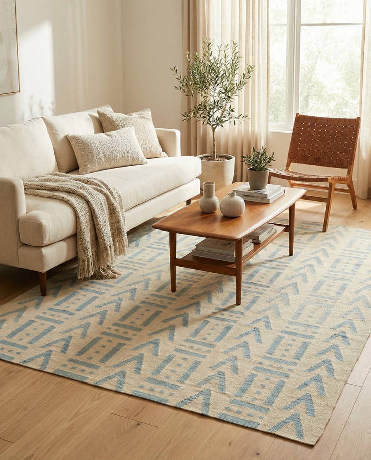 Detail image of 5' x 6' 6 Hand Woven Kilim Modern Wool Rug