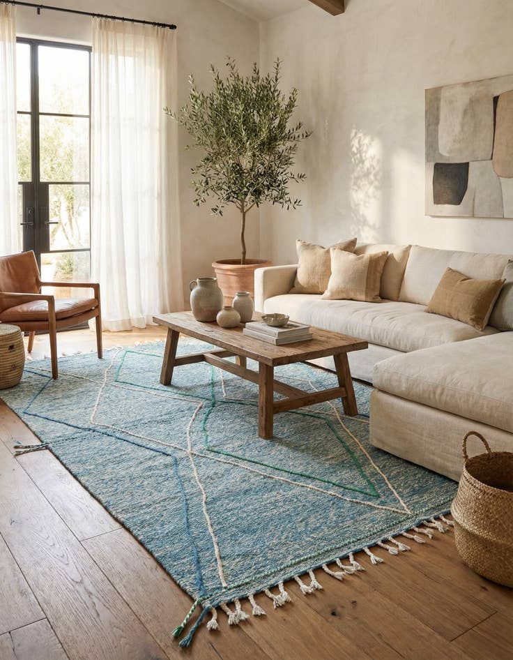 Detail image of 6' 7 x 10' 5  Hand Knotted Moroccan Wool Rug