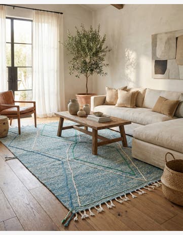 6' 7 x 10' 5 Hand Knotted Moroccan Wool Rug