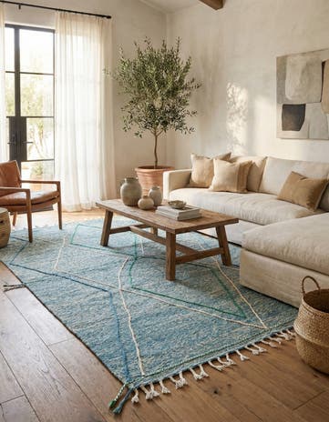 6' 7 x 10' 5 Hand Knotted Moroccan Wool Rug