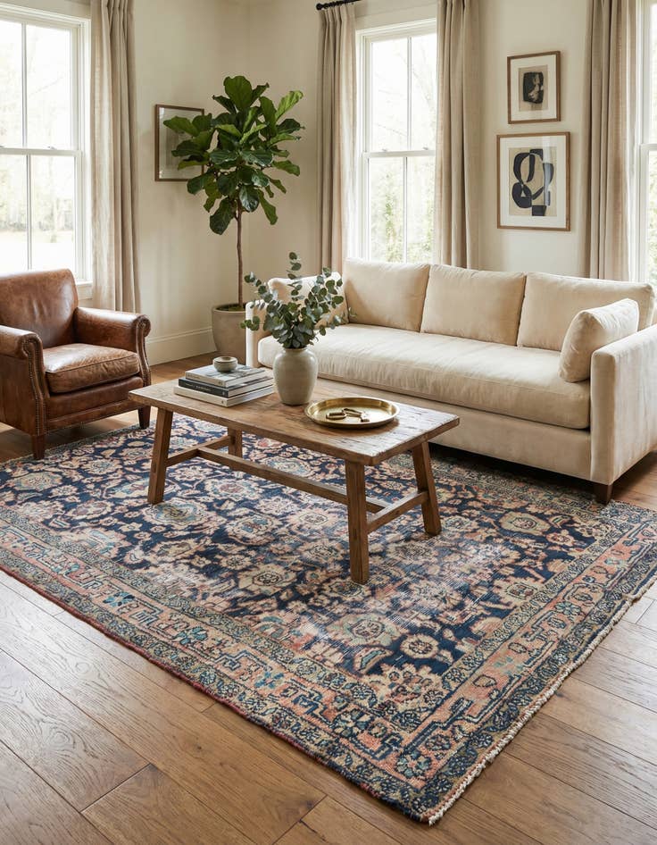 Detail image of 4' 6 x 7' 1  Hand Knotted Ultra Vintage Persian Wool Rug