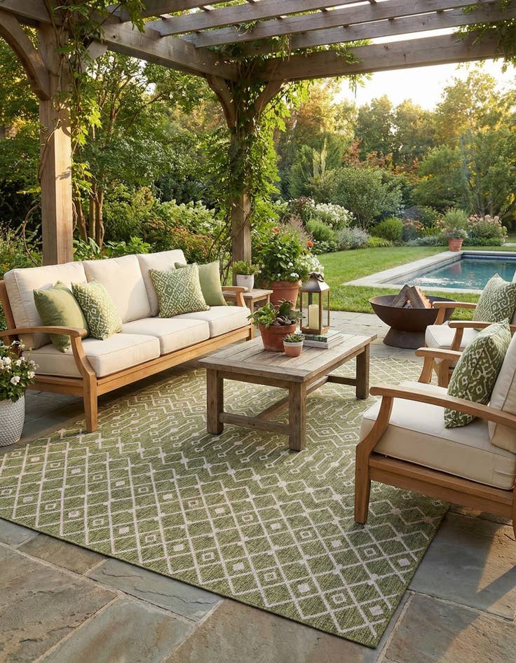 Detail image of 10' x 13' Easy-Clean Lattice Indoor / Outdoor Rug