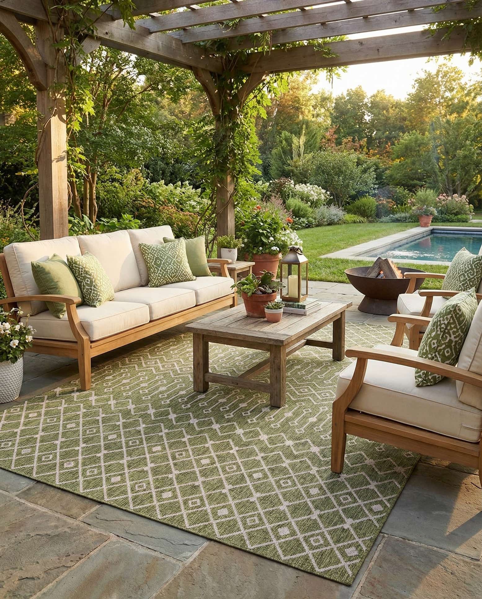 10' x 13' Easy-Clean Lattice Indoor / Outdoor Rug