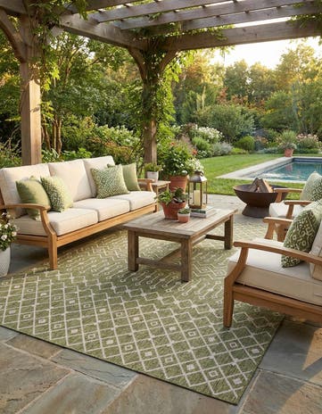 10' x 13' Easy-Clean Lattice Indoor / Outdoor Rug