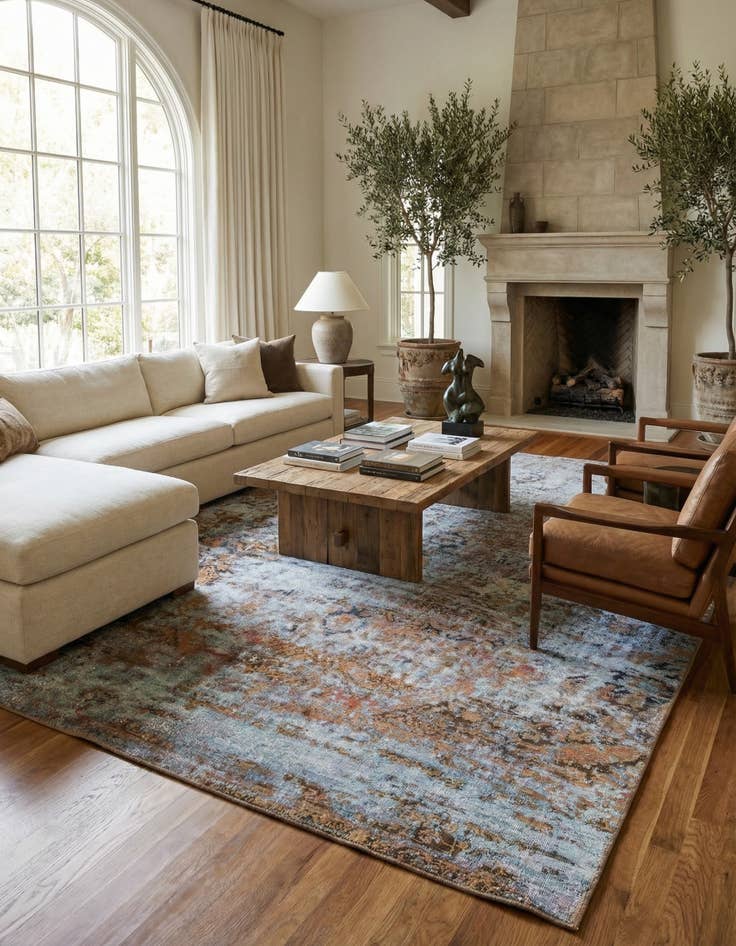 Detail image of 6' 9 x 9'  Hand Knotted Ultra Vintage Persian Wool Rug