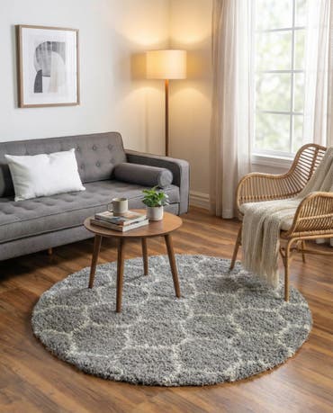  3' 3 x 3' 3 Lattice Shag Round Rug