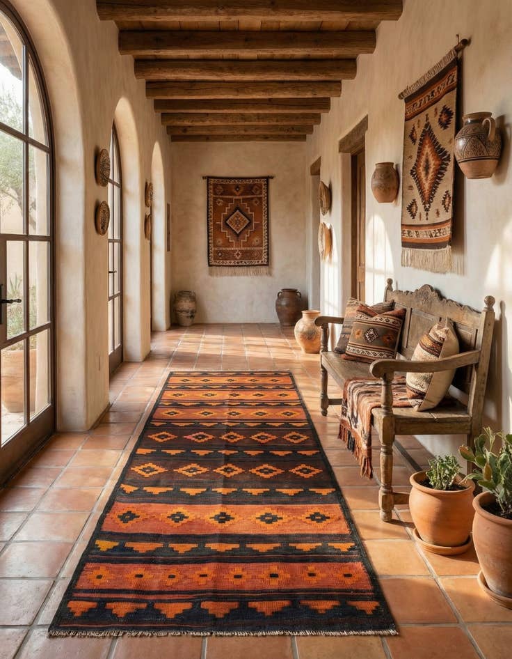 Detail image of 3' 4 x 11'  Hand Woven Kilim Fars Wool Runner Rug