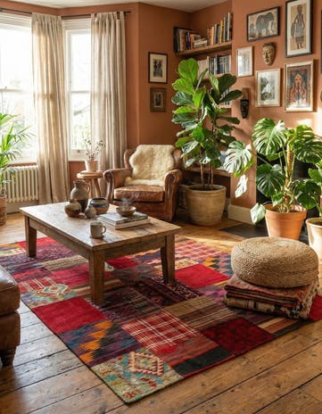 5' 8 x 8' Hand Woven Kilim Patchwork Wool Rug