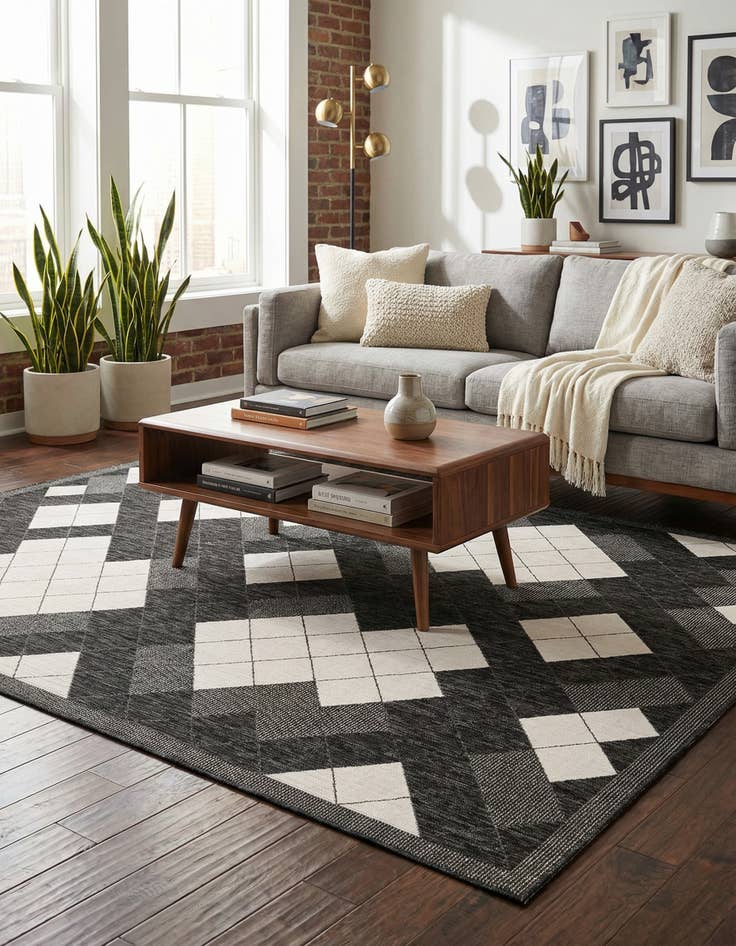 Detail image of 9' x 12'  Washable Modern Indoor / Outdoor Rug