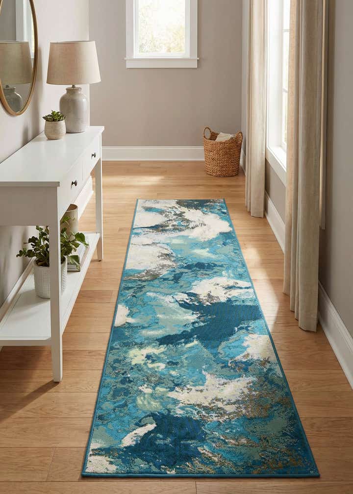 2' 7 x 10' Easy-Clean Modern Indoor / Outdoor Runner Rug