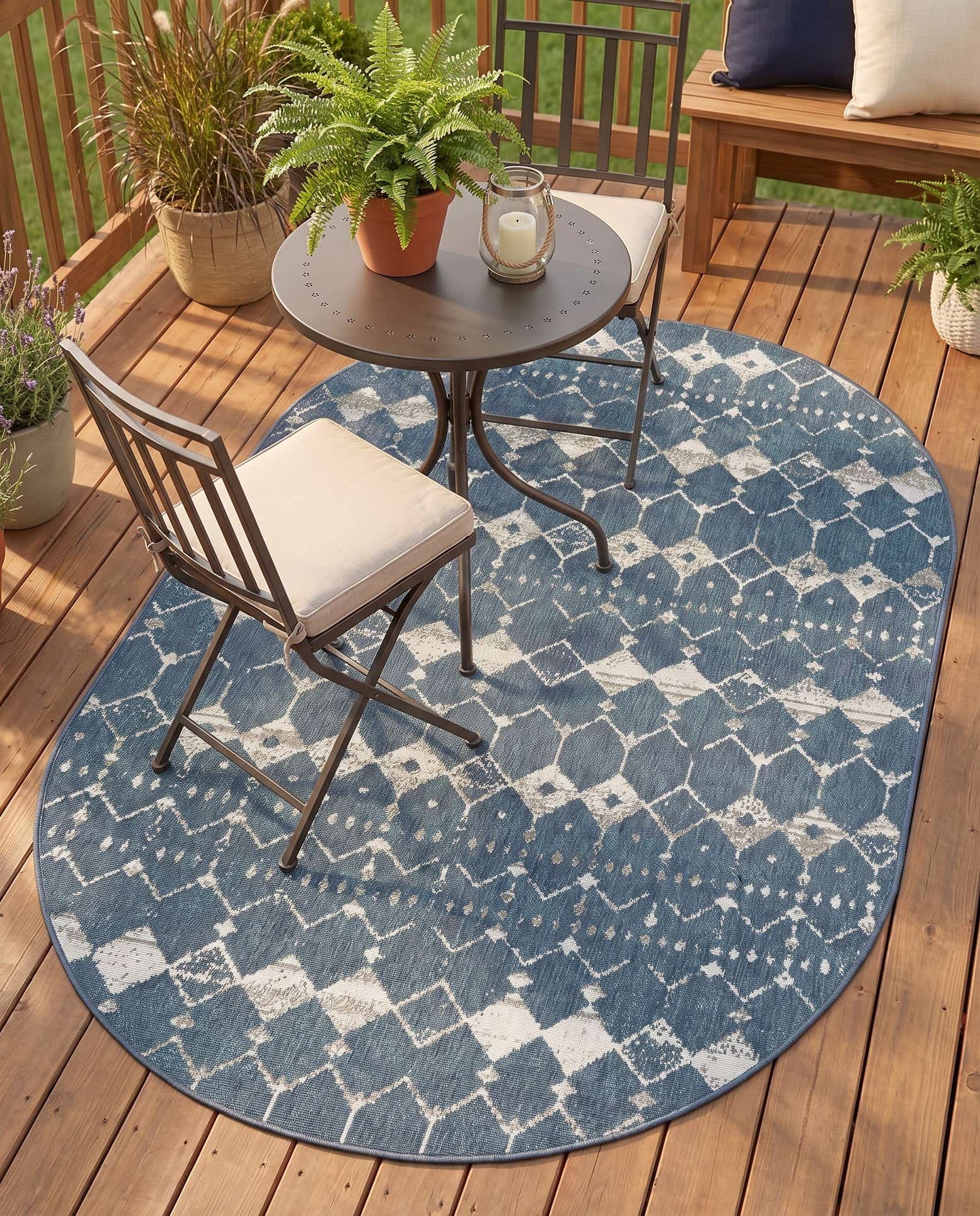 160cm x 245cm Nem at rengøre Trellis Indendørs / udendørs Oval Tæppe