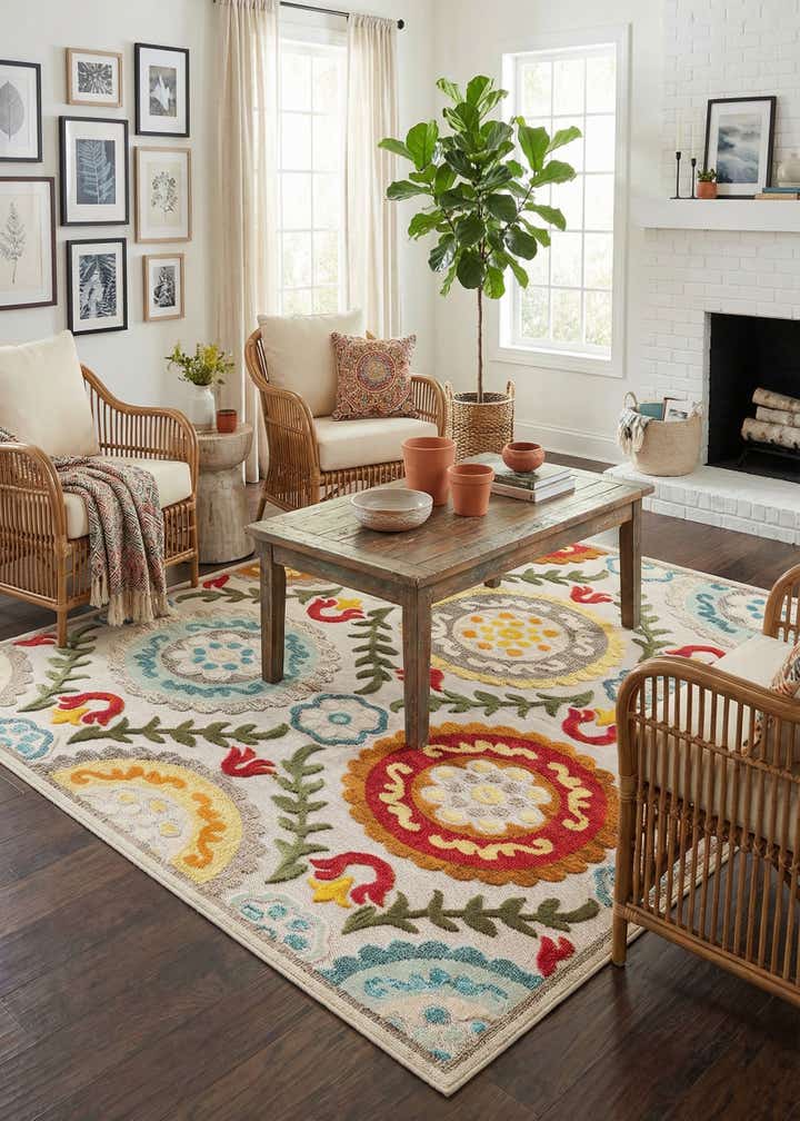 7' 10 x 7' 10 Easy-Clean Casablanca Indoor / Outdoor Square Rug
