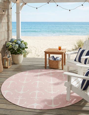 7' 10 x 7' 10 Easy-Clean Coastal Indoor / Outdoor Round Rug