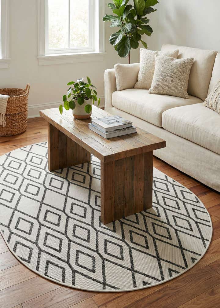 5' 3 x 8' Easy-Clean Jill Zarin Turks and Caicos Indoor / Outdoor Oval Rug