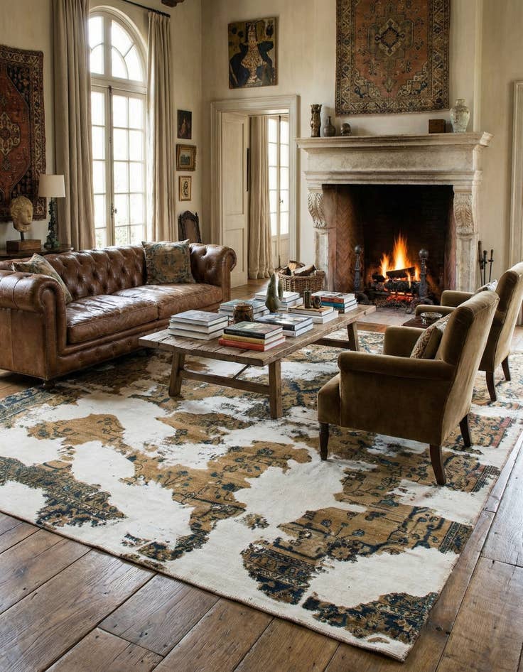 Detail image of 8' 10 x 9' 10  Hand Knotted Ultra Vintage Persian Wool Square Rug