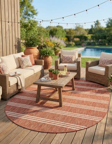 Rust Red Easy-Clean Jill Zarin Anguilla Indoor / Outdoor Oval Rug