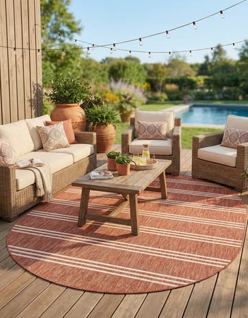 Rust Red Easy-Clean Jill Zarin Anguilla Indoor / Outdoor Oval Rug