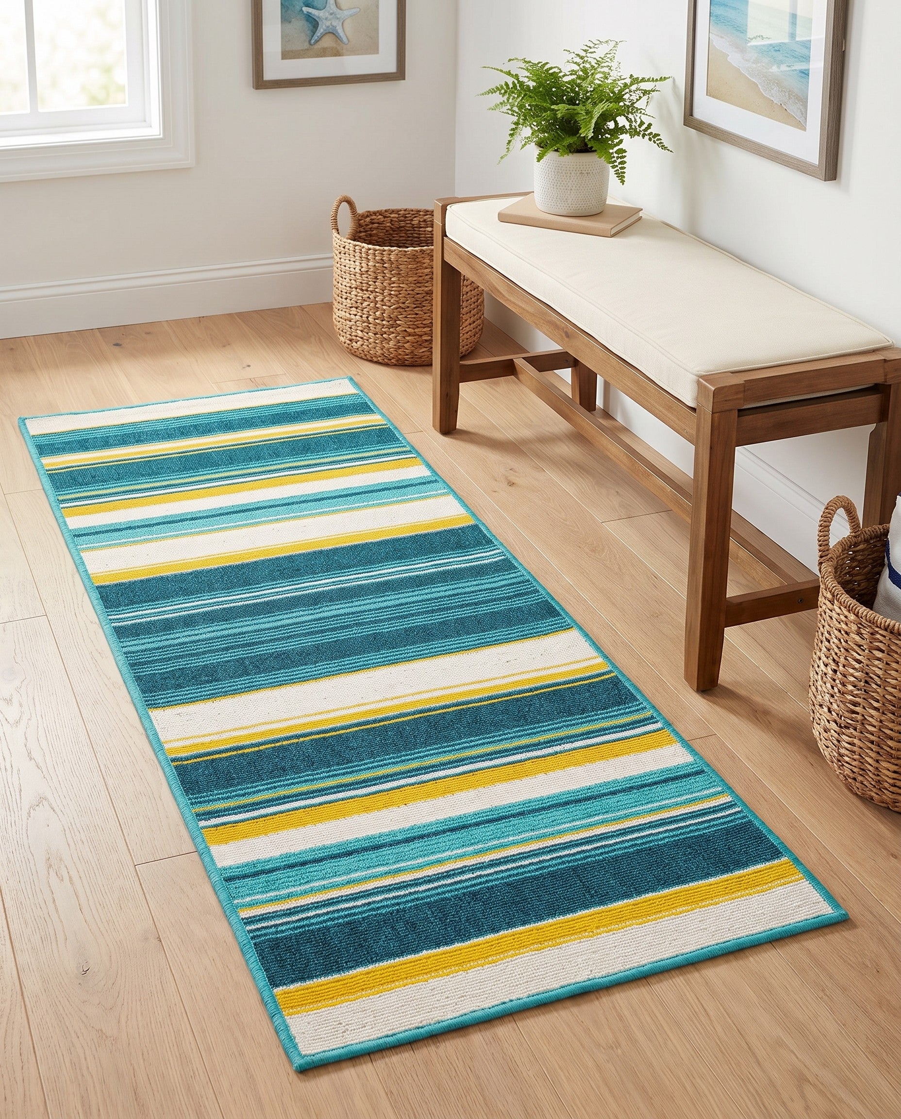 2' x 5' Easy-Clean Border Indoor / Outdoor Runner Rug