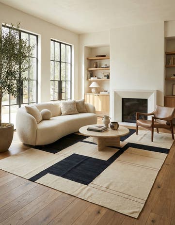 7' x 9' 7 Hand Woven Kilim Modern Wool Rug