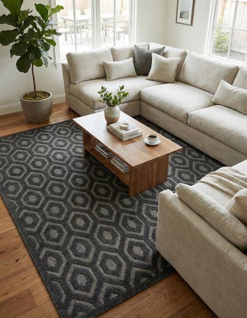 7' 10 x 10' Easy-Clean Trellis Textured Indoor / Outdoor Rug