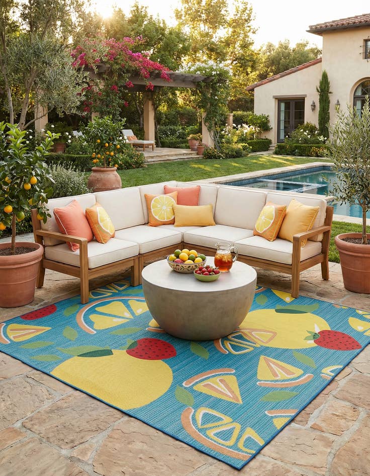 Detail image of 10' x 10'  Washable Baja Indoor / Outdoor Square Rug