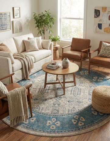 Beige Viola Round Rug