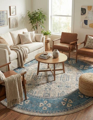 Beige Viola Round Rug