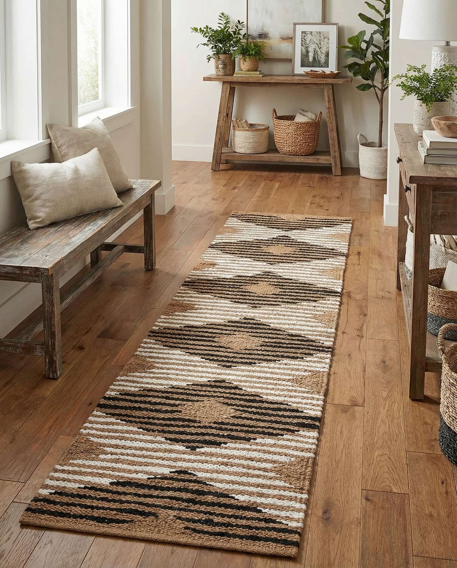 2' 7 x 12' Hand Woven Chindi Jute Runner Rug