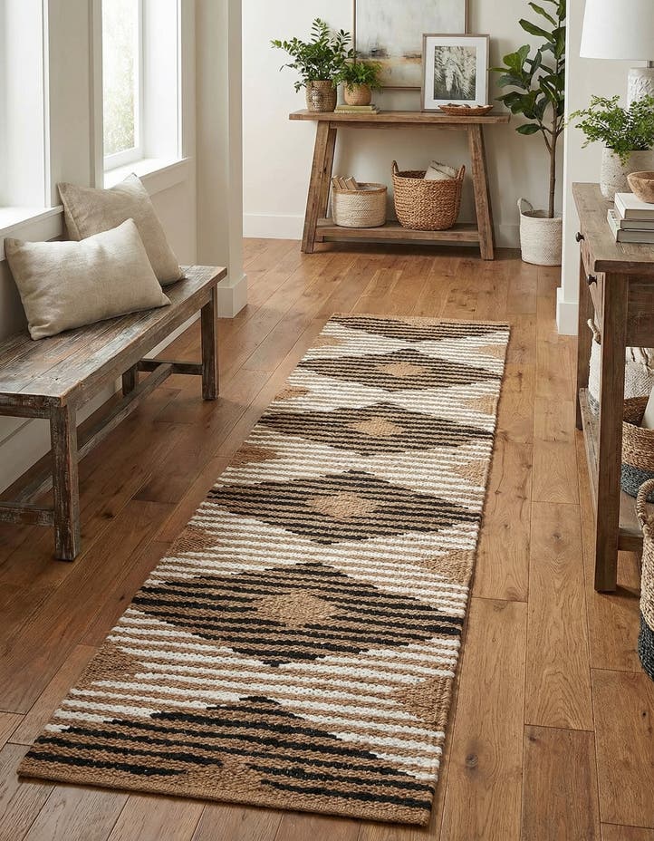 2' 7 x 12' Hand Woven Chindi Jute Runner Rug