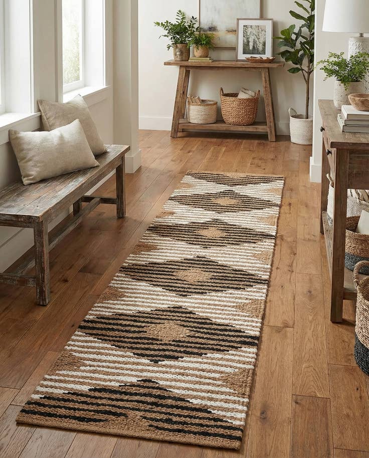 Detail image of 2' 7 x 12' Hand Woven Chindi Jute Runner Rug