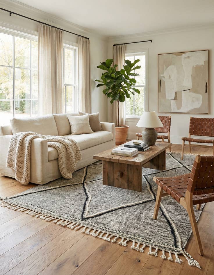 Detail image of  6' 4 x 10' 4  Hand Knotted Moroccan Wool Rug