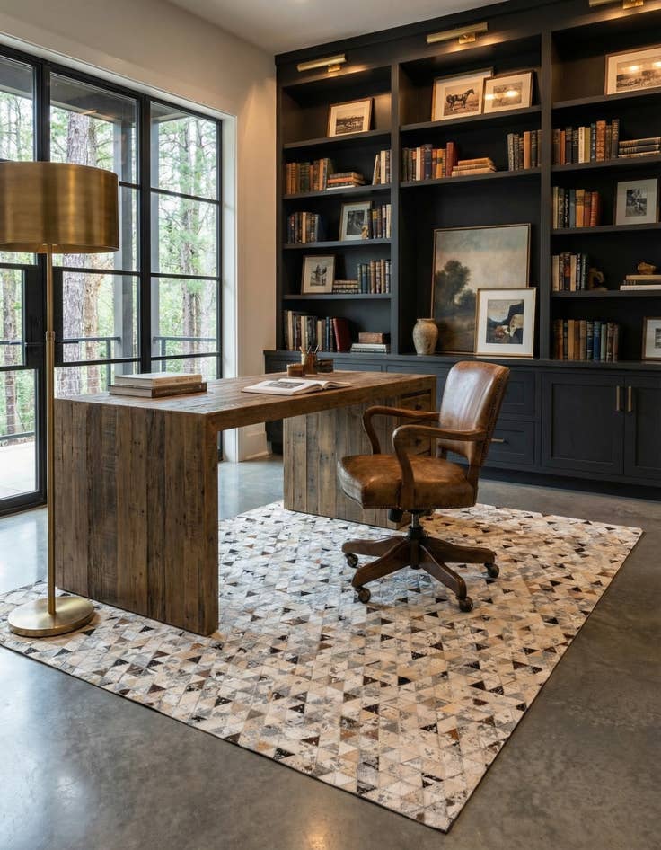 Detail image of 5' 3 x 7' 5 Cowhide Stocks Rug