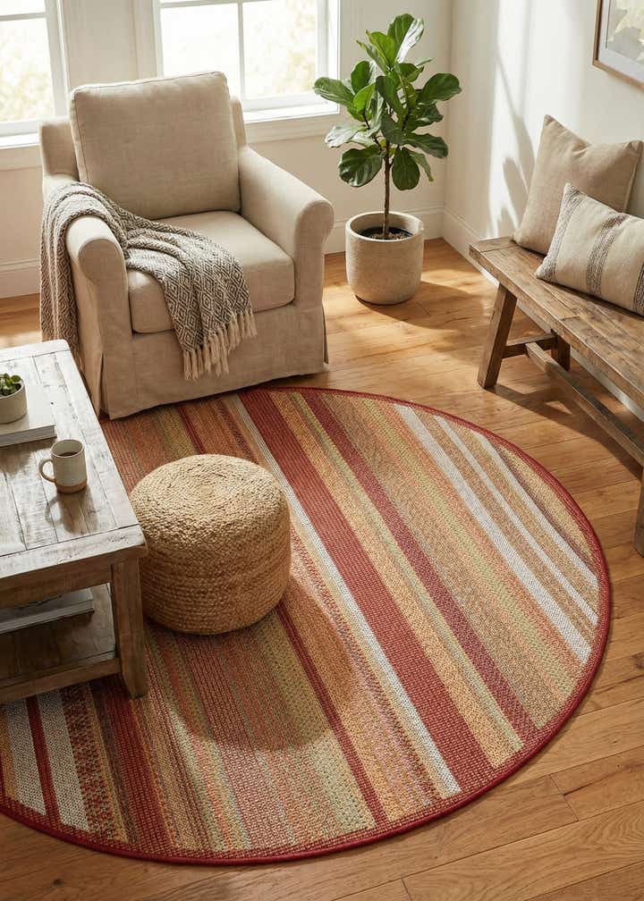 5' 3 x 5' 3 Easy-Clean Baja Indoor / Outdoor Round Rug