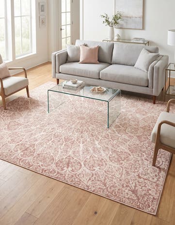 Rose Pink and Ivory Monte Carlo Rug