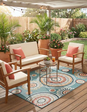 4' 5 x 6' Easy-Clean Botanical Indoor / Outdoor Rug