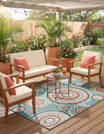 4' 5 x 6' Easy-Clean Botanical Indoor / Outdoor Rug