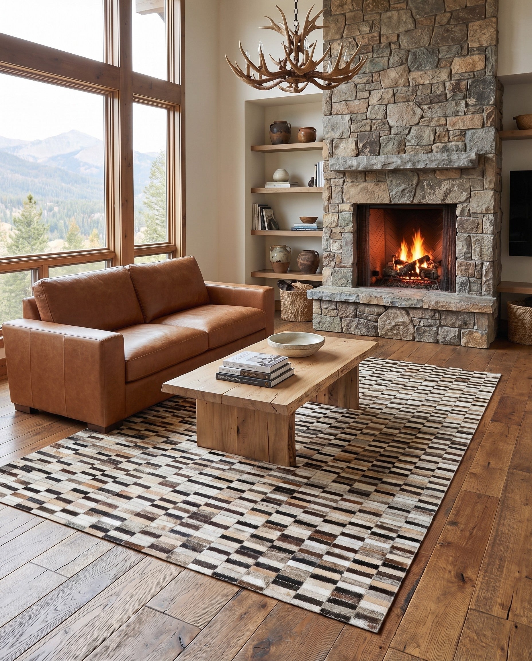 5' x 8' Cowhide Leather Rug