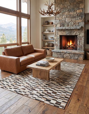 5' x 8' Cowhide Leather Rug