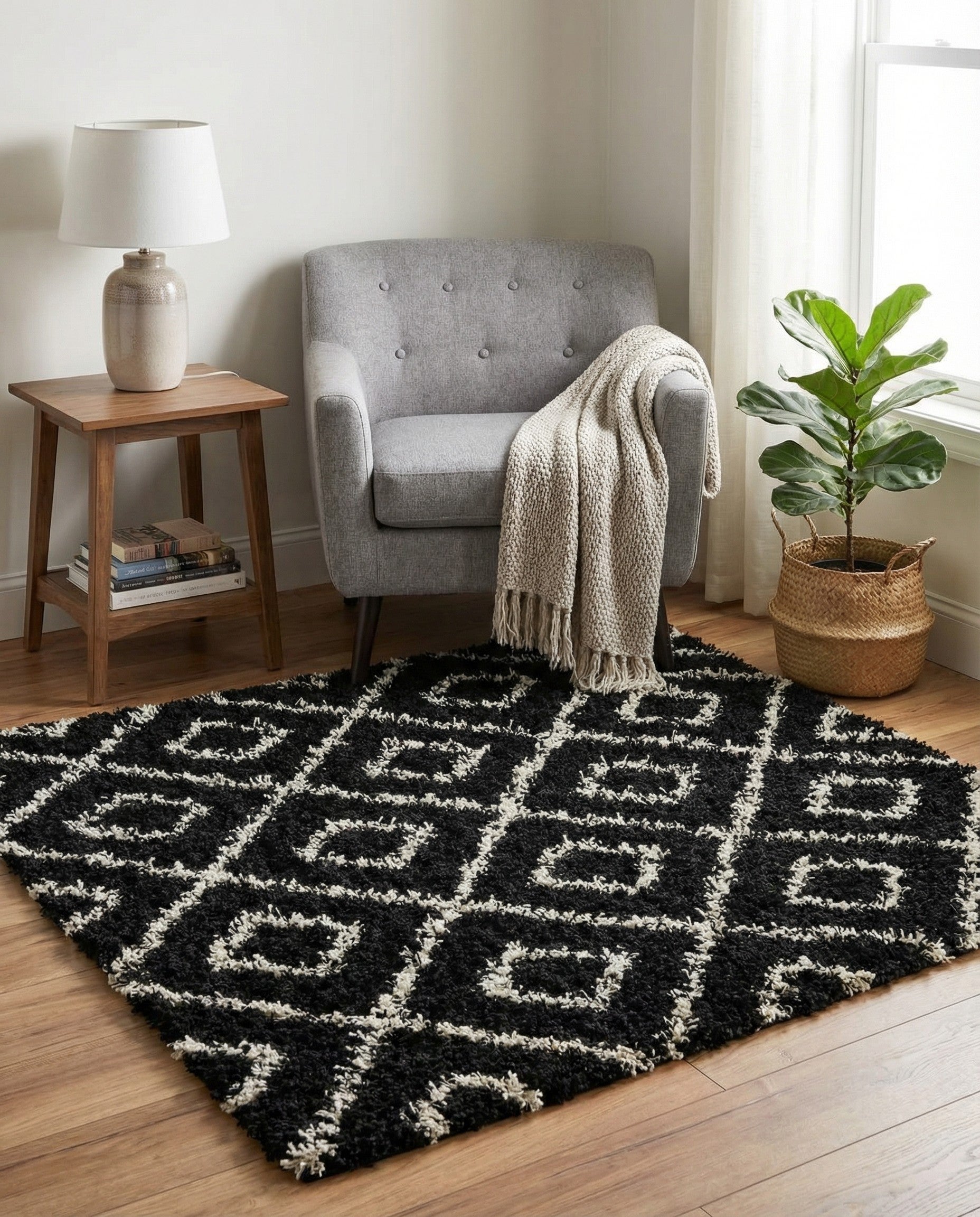  3' 3 x 3' 3 Lattice Shag Square Rug