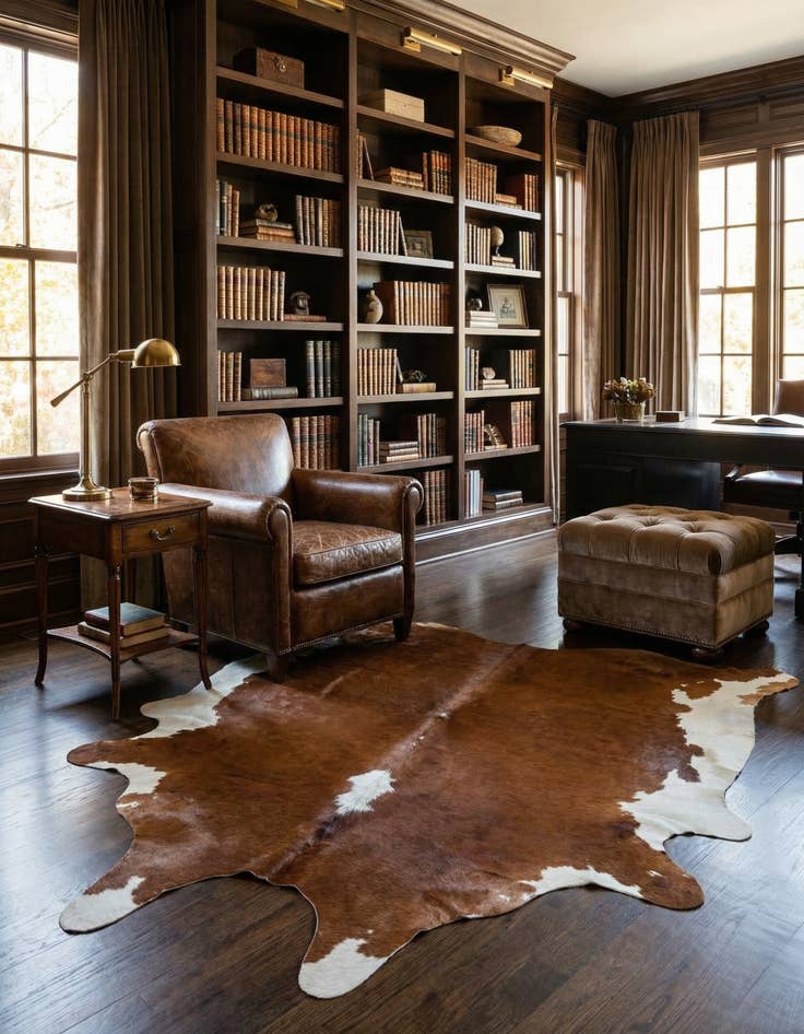 Detail image of 6' 2 x 6' 8 Cowhide Leather Square Rug