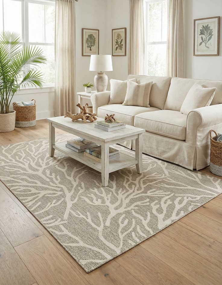 Detail image of  5' 3 x 8'  Washable Coastal Indoor / Outdoor Rug