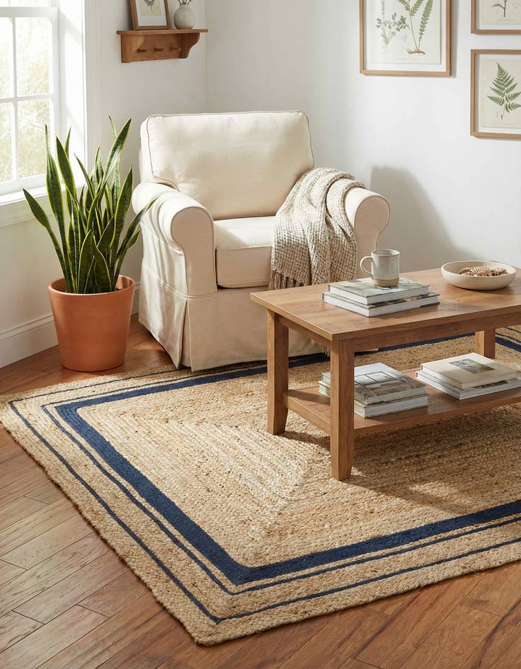 Detail image of 4' 1 x 6' 1  Hand Braided Jute Rug