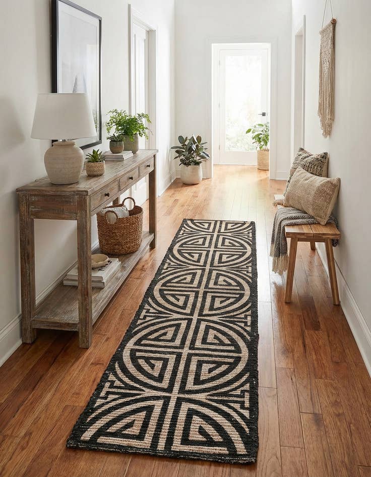 Detail image of 2' 2 x 8'  Hand Woven Chenille Jute Runner Rug