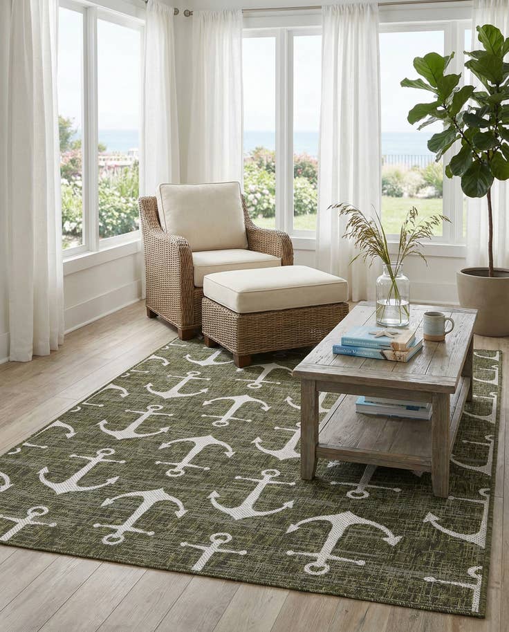 Detail image of 5' 3 x 8' Easy-Clean Coastal Indoor / Outdoor Rug